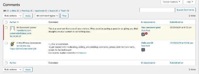 Modération des commentaires