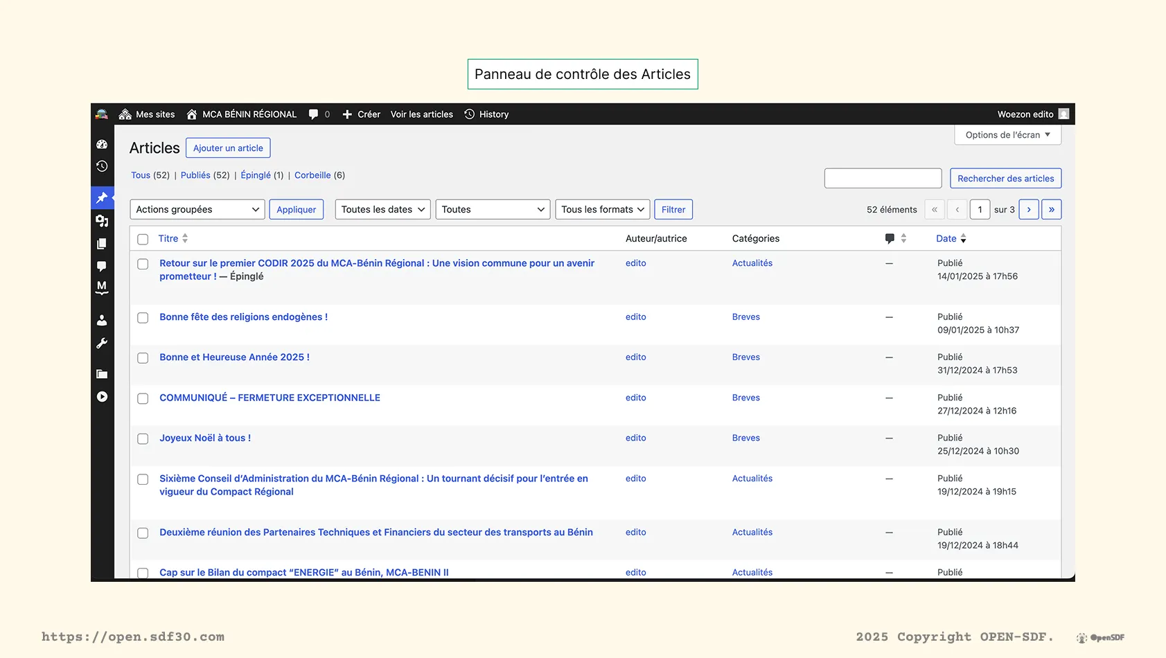 Gestion des articles
