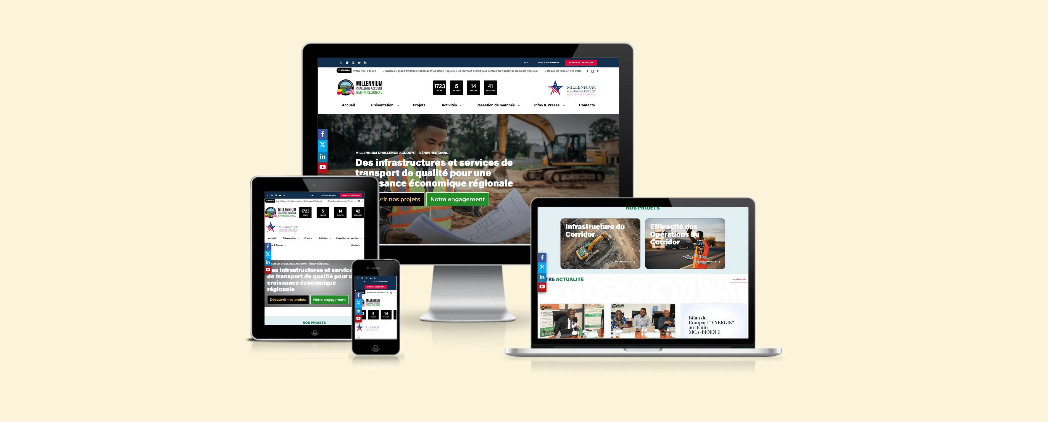 Aperçu du portail Web MCA-BJ 2025 sur différents appareils